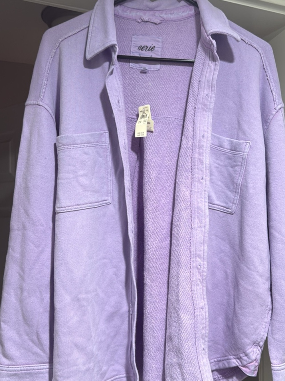 Aerie Lavender Button-Front Oversized Shacket